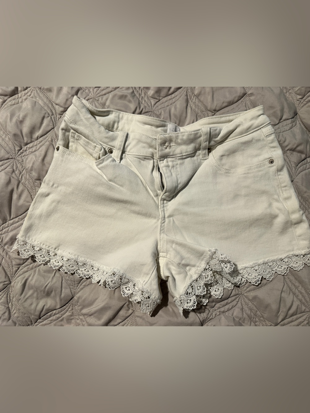 Soho Denim Shorts with Lace Detail
